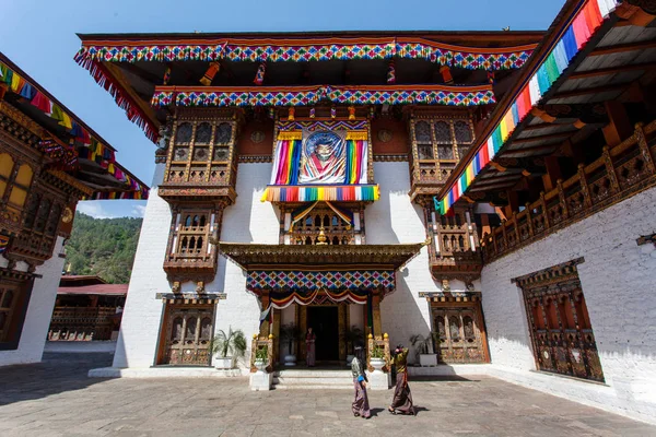 Innere des Punkha-Dzong-Klosters in Punakha, Bhutan (Asien)) — Stockfoto