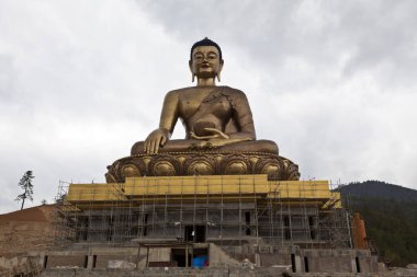 Thimphu, Bhutan, Asya başkenti yukarıda dev Buda heykeli