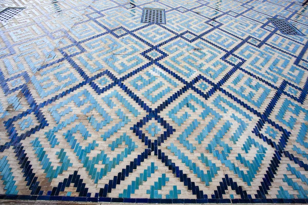 Colorful Green Azure Blue Tiles Sher Dor Lion Madrassa Registan — Foto de Stock