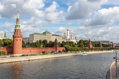 Moskova 'daki Moskwa Nehri' nden Kremlin 'e bakın - Rusya - Avrupa