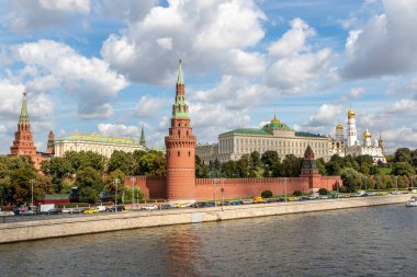 Moskova 'daki Moskwa Nehri' nden Kremlin 'e bakın - Rusya - Avrupa