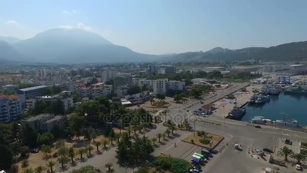 Luchtfoto van Bar. Montenegro. — Stockvideo