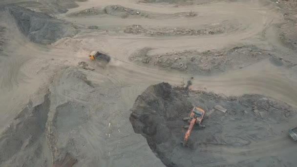 Aerial view. Slag storage on the coast. A place for the storage of the slag. Large slag mountains. Slag pit. Aerial shot. — Stock Video