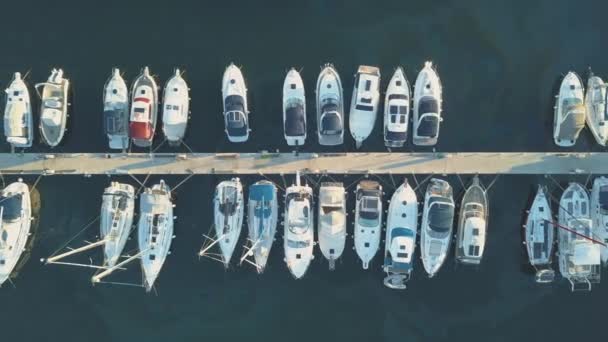游艇俱乐部和游艇码头在克罗地亚，4 k 的鸟瞰图。特空 — 图库视频影像