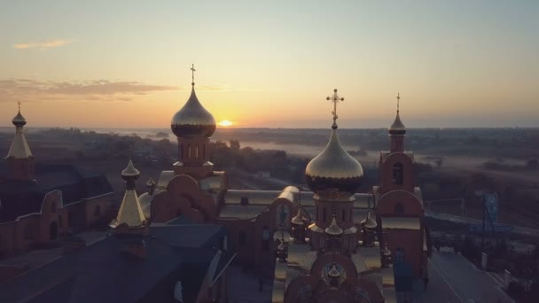 Aerial view of church at sunrise. 4K UHD. — Stock Video