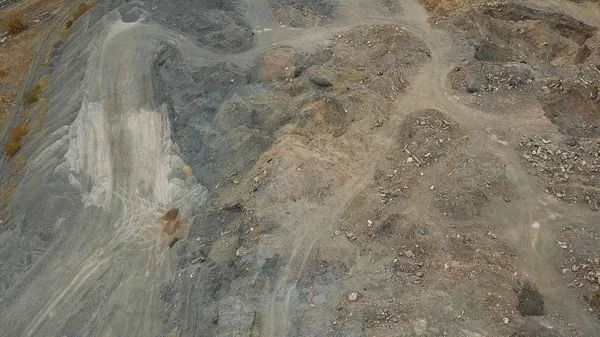 Aerial view. Slag storage on the coast. A place for the storage of the slag. Large slag mountains. Slag pit — Stock Photo, Image