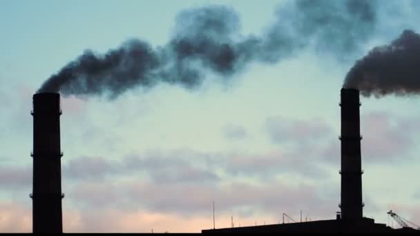 時間の経過。産業工場パイプ排出からの煙します。. — ストック動画