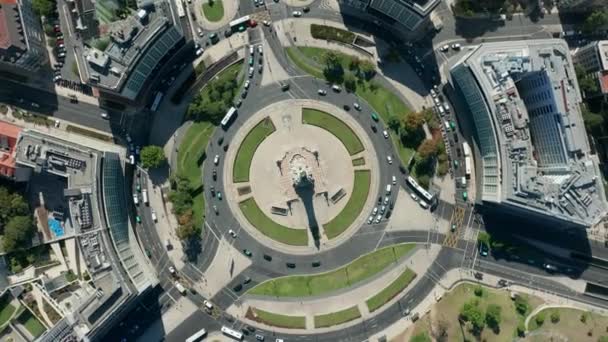 Top View da Praça Marques de Pombal, Lisboa, Portugal . — Vídeo de Stock