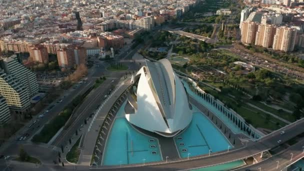 Valencia Spanje. Luchtfoto 's. Stad van kunst en wetenschappen. — Stockvideo