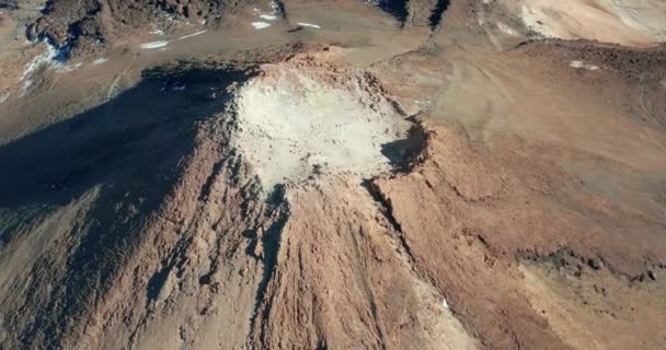 Aerial view Teide volcano, Tenerife, Canary islands, Spain. Flight over volcanic top. — Stock Video