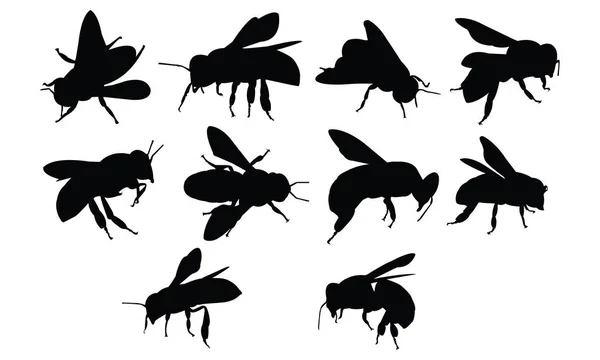 Bee silhouet vectorillustratie — Stockvector