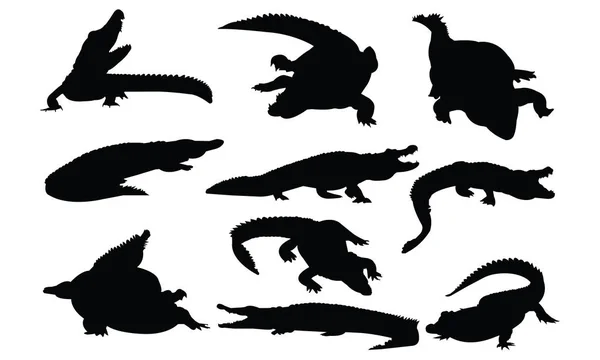 Crocodile Silhouette vector illustration — Stock Vector