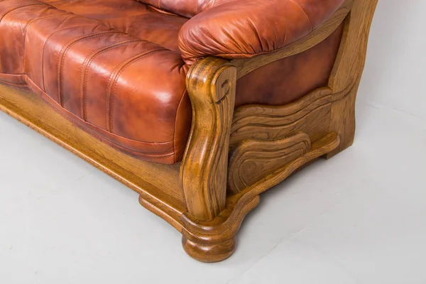 Antik läder stol fåtölj — Stockfoto