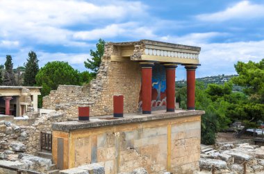 Girit, Yunanistan - Kasım, 2017: Antik ruines'den ünlüsü Knossos Sarayı, Crete