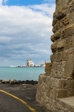 Heraklion, Yunanistan - Kasım, 2017: Eski Venedik Kalesi Koule güneş kümesinde, Crete Kandiye