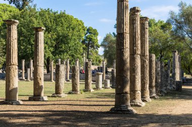 Ancient Olympia, özgün Olimpiyat Oyunları, Peloponnes, Yunanistan sitenin kalıntıları
