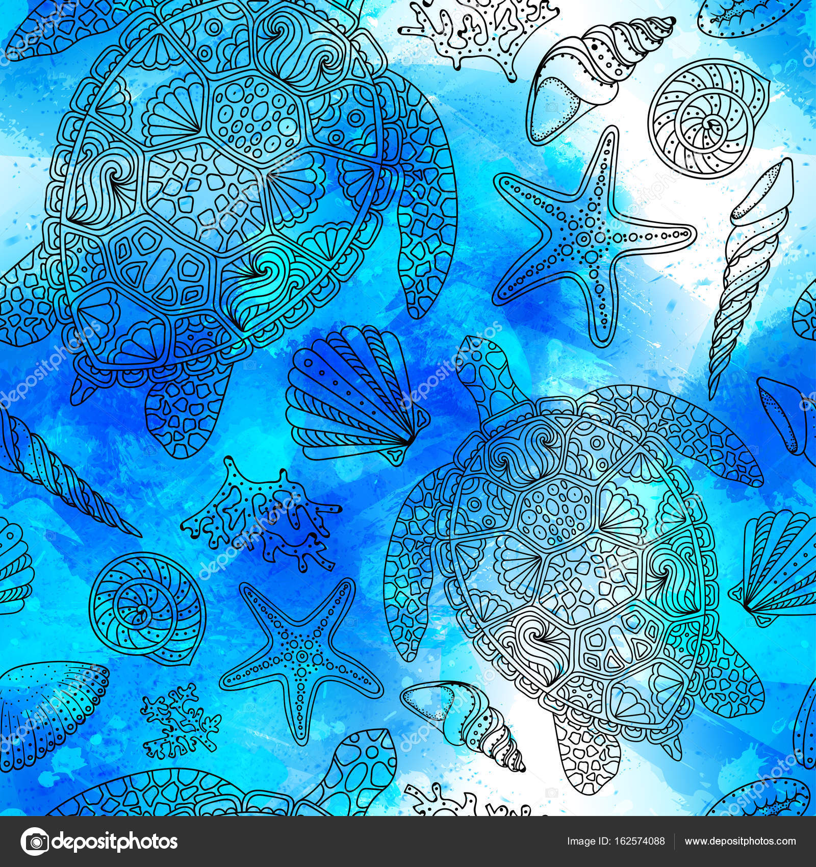 Seamless summer underwater pattern. Stock Vector Image by ©Meranna