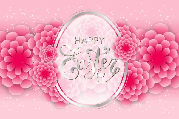 Vector Happy Easter calligraphic lettering with egg frame