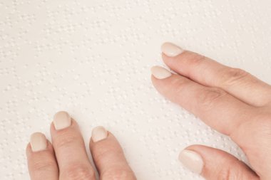 Braille kitaplar. Senin fingertips dokunuş doku p