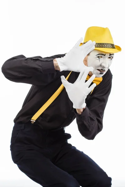 Retrato de un hombre, pantomima en confusión, mostrando que es af — Foto de Stock