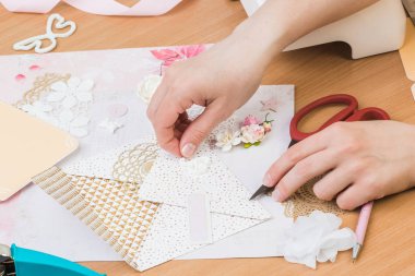 Düğün ya da diğer Festival süslemeler için Scrapbooking. Araçlar fo