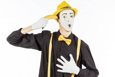 Suç, bir ganster şeklinde bir pandomim portresi. Yarış