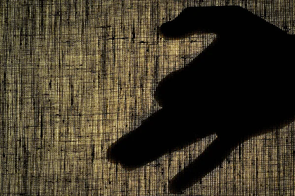 Σκιά τα χέρια και τα δάχτυλα στο σχήμα ενός σκυλιού σε λινό καμβά — Φωτογραφία Αρχείου