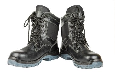 İzole üzerinde beyaz arka plan siyah kış iş boots.