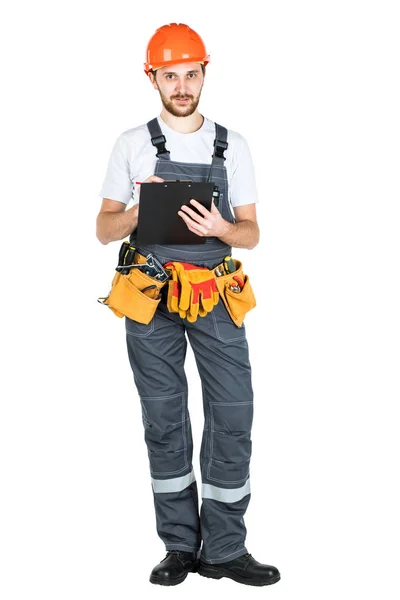 The builder writes to the clipboard. isolated on white backgroun — Stock Photo, Image