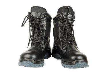 İzole üzerinde beyaz arka plan siyah kış iş boots.