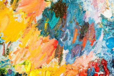 yağlı boya ile farklı renkteki yakın çekim. renkli akrilik. inci