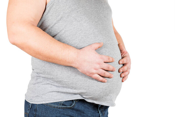 The person with excess weight. Isolated on white background.