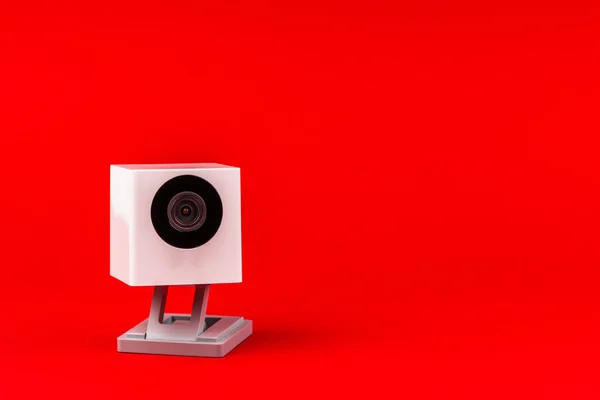Webcam Nesnesi Internet Teknoloji Kavramı Kırmızı Bir Arka Plan Beyaz — Stok fotoğraf