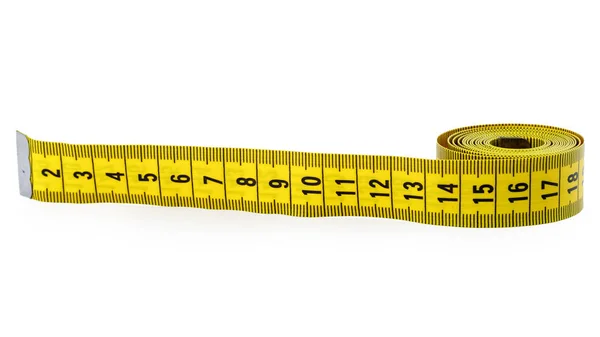 Изолированная измерительная лента желтого цвета . — стоковое фото