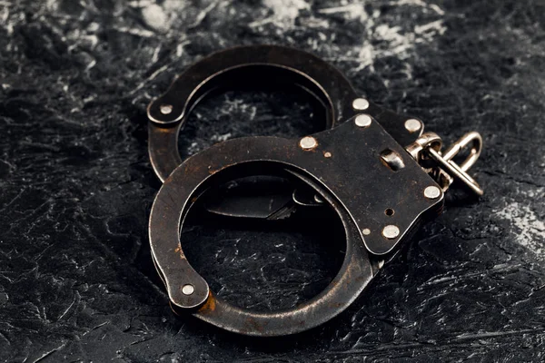 Handcuffs Dark Background Concept Crime Police — Stock Photo, Image