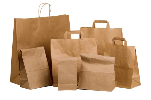 Paper Bags Isolated White Background — Stock Photo, Image