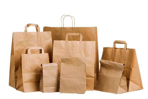 Paper Bags Isolated White Background — Stock Photo, Image