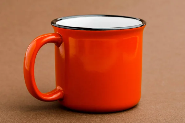 Red Mug Brown Background — Stock Photo, Image