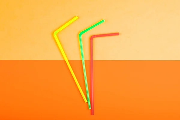 Drinking Straws Colored Background Colorful Plastic Straws Used Drinking Water — Stock Photo, Image