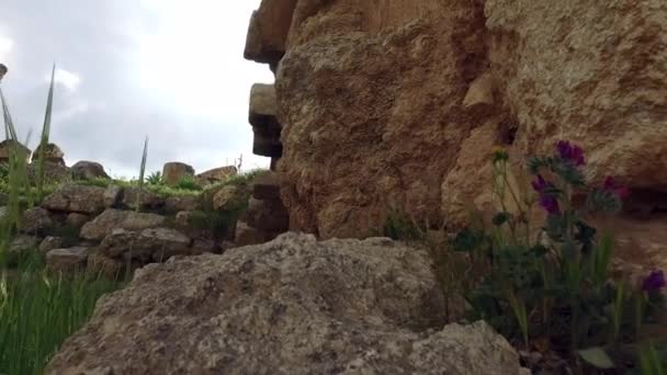 고 대 사원의 고 대 역사적인 돌. — 비디오