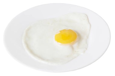 Beyaz bir tabak kızarmış yumurta