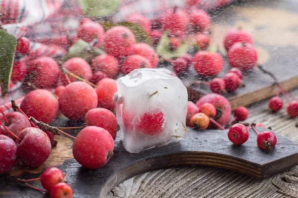 Red apples and leaves — Stock Photo, Image