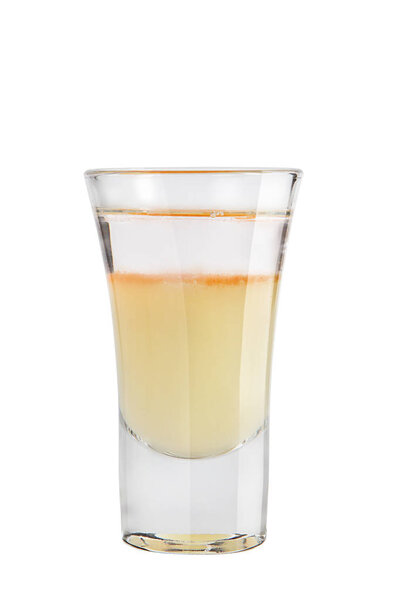 Shot. Alcoholic drink on a white background