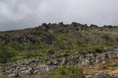 Panoramik Dağları ve kayalıklarla, Güney Ural. Dağlarda yaz.