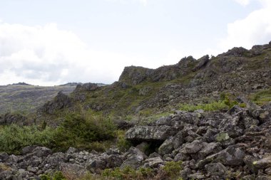 Panoramik Dağları ve kayalıklarla, Güney Ural. Dağlarda yaz.