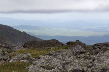 Panoramik Dağları ve kayalıklarla, Güney Ural. Dağlarda yaz. Seyahat.