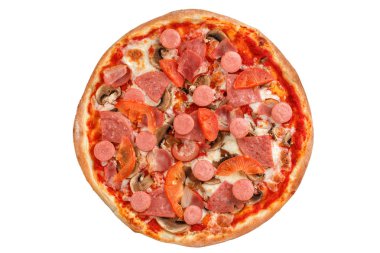 Pizza çeşitler üstten kesme.