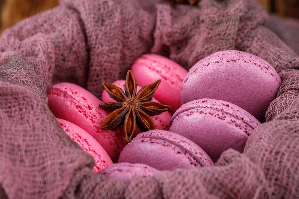 Pastelltöne von Makronen in Nahaufnahme. — Stockfoto