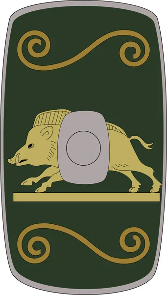 Vector shield of Legio XVIII Gallica on white background — Stock Vector