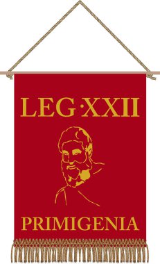 Lejyon XXII Primigenia Pia VI Fidelis VI Domitiana bunlardan Alexandriana vektör standart beyaz arka plan üzerinde